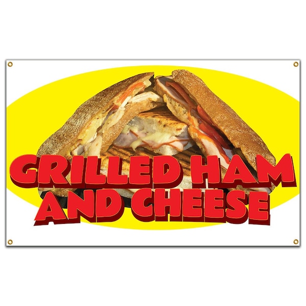 Signmission Grilled Ham And Cheese Banner Heavy Duty 13 Oz Vinyl with Grommets B-60 Grilled Ham And Cheese - main